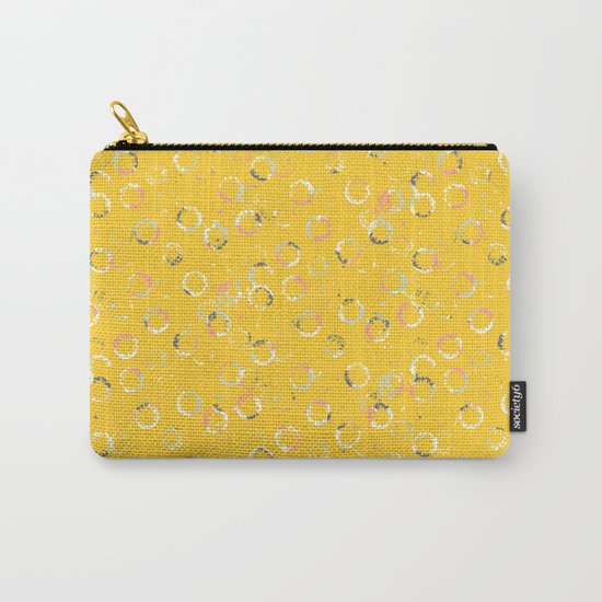 Polka Dots Stamps on Vivid Yellow Carry-All Pouch