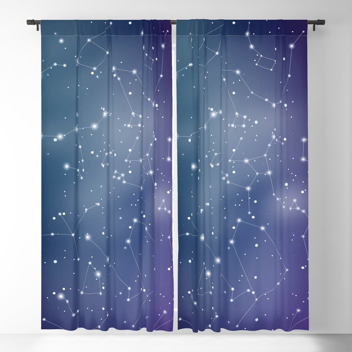 Zodiac Signs Constellations Gradient Shine Blackout Curtain