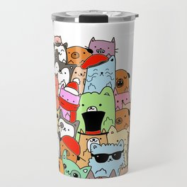Cute Cats and Dogs Doodle Travel Mug