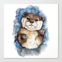 Watercolor Otter Canvas Print