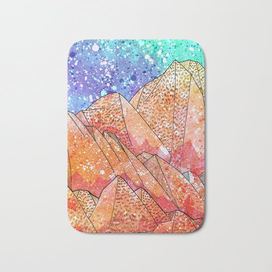 Paint Splatter Mountains Bath Mat