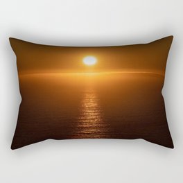 Gorgeous blazing red and orange ocean sunset nautical landscape color photograph / photograhy for home and wall decor Rectangular Pillow