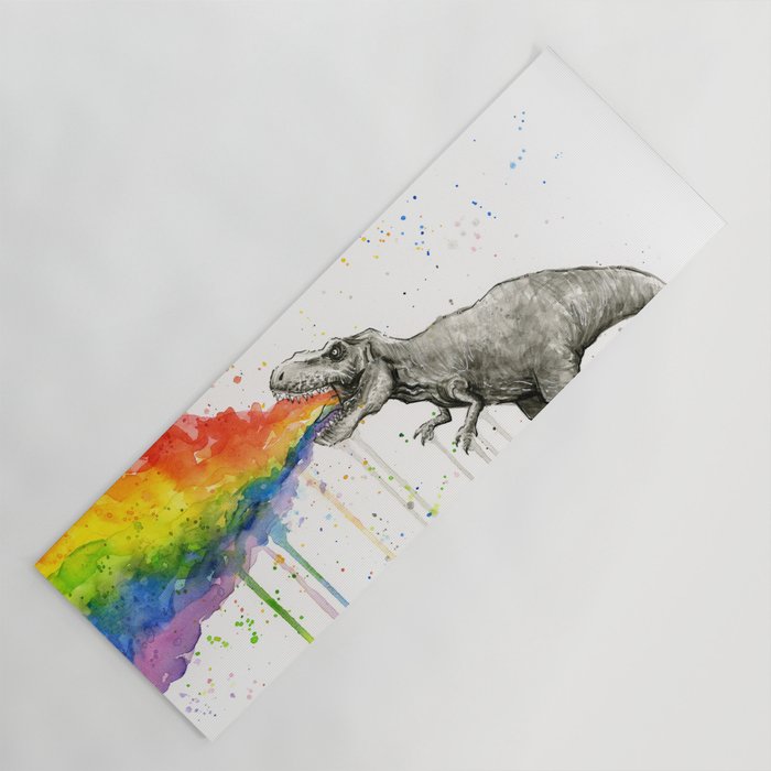 T-Rex Rainbow Puke Yoga Mat