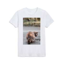Cat and Puddle | Cat Seeking Reflection Kids T Shirt