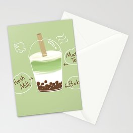Matcha Boba Milk Tea Stationery Card