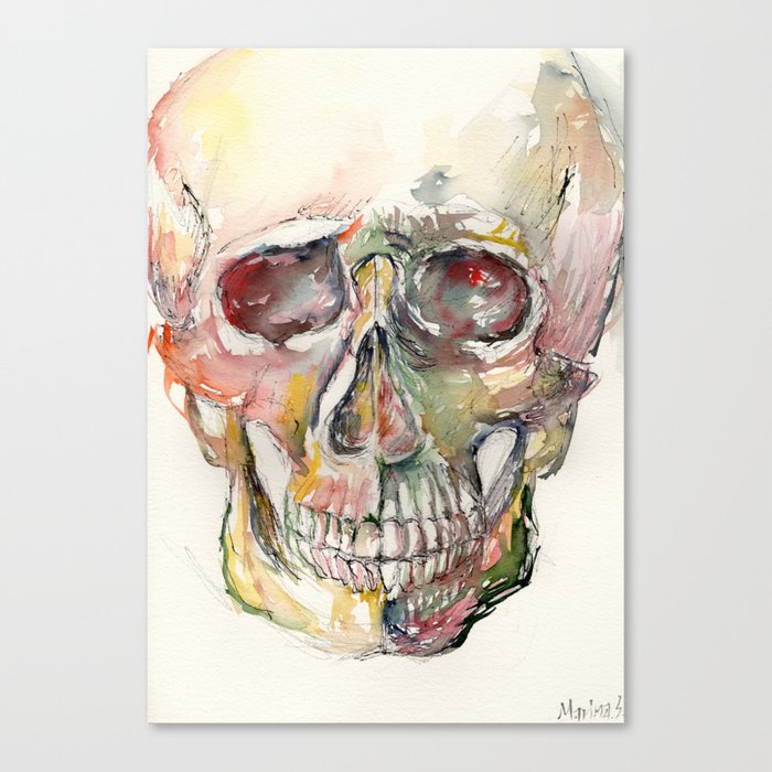 Human Skull Painting Canvas Print By Marinasotiriou Society6