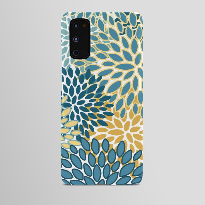 Modern Floral Prints, Teal and Yellow Android Case