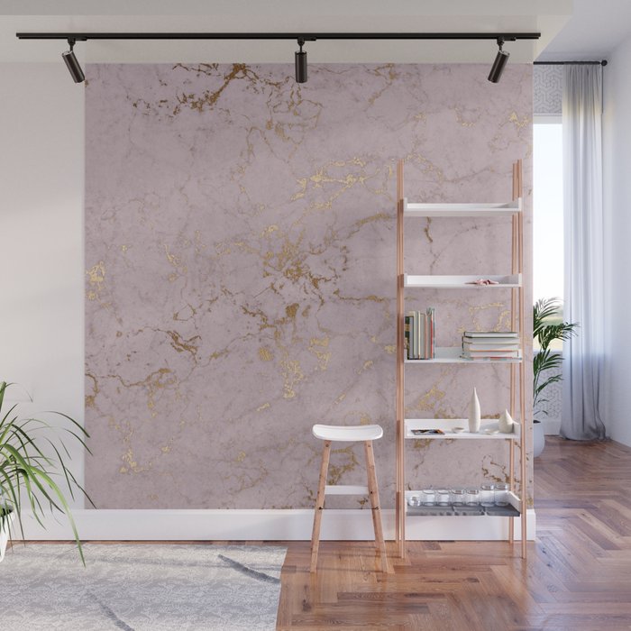 Chic mauve pink gold elegant stylish marble Wall Mural