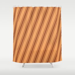 [ Thumbnail: Brown & Sienna Colored Lines Pattern Shower Curtain ]
