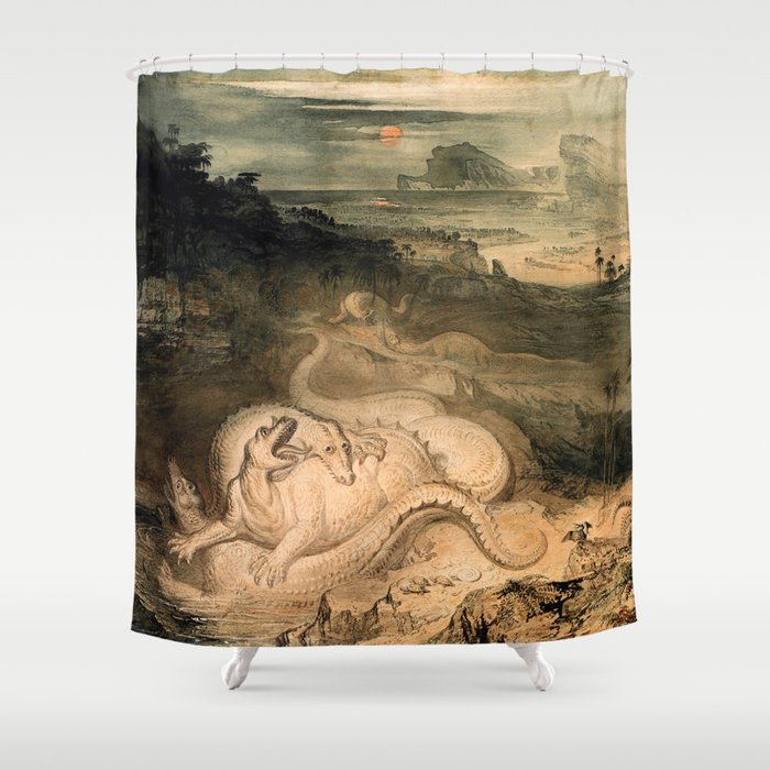 John Martin - The country of the Iguanodon 1837  Shower Curtain