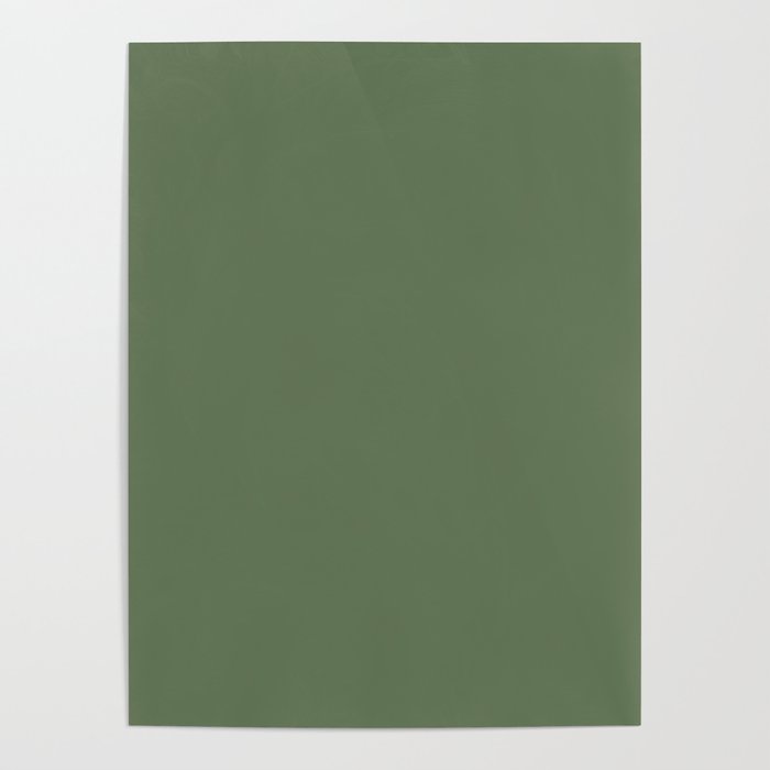 Dark Green Solid Color Pantone Dill 18-0108 TCX Shades of Green Hues Poster