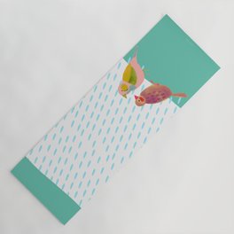 Birds Watching the Rain - Pink and Emerald Yoga Mat