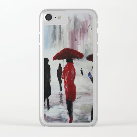 The Girl With The Red Umbrella Impressionist Fine Art Clear iPhone Case