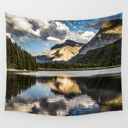 Tranquil Mountain Reflection Fishercap Lake Dark Autumn Mood Relaxing Woodland Forest Mountain Image Wall Tapestry | Farm House Aesthetic, Natural Earth Tones, The Abstract Minimal, Picture Of Landscape, Peaceful Bedroom Art, For Toddler Bathroom, College Dorm Artwork, Big Graphic Designs, Mammoth Mountains, Photo In Wilderness 