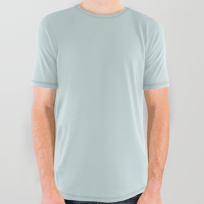 Light Aqua Blue Gray Solid Color Pantone Whispering Blue 12-4610 TCX Shades of Blue-green Hues All Over Graphic Tee