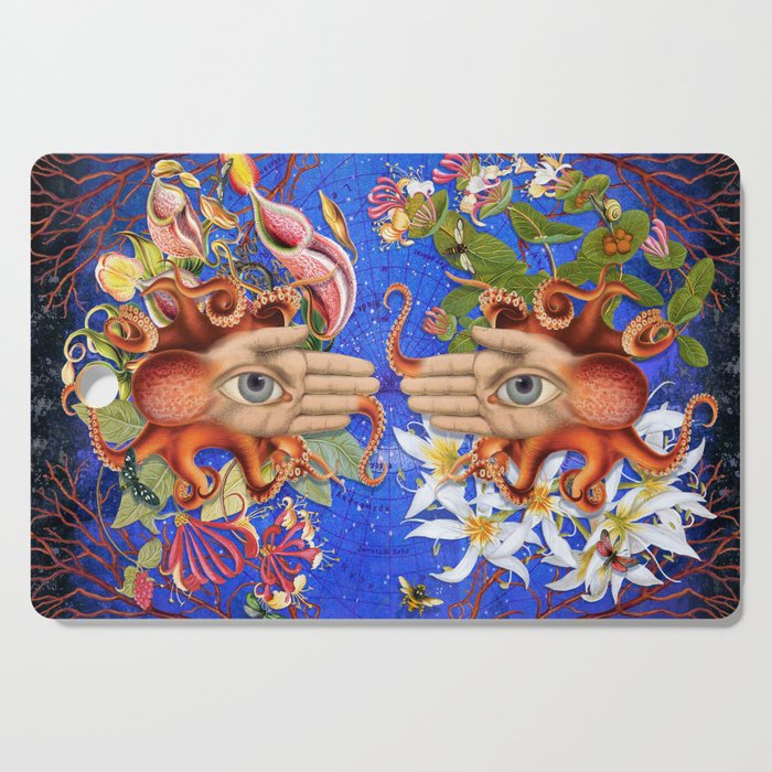 Octopus Floral Fantasy Cutting Board
