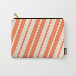 [ Thumbnail: Coral & Beige Colored Pattern of Stripes Carry-All Pouch ]