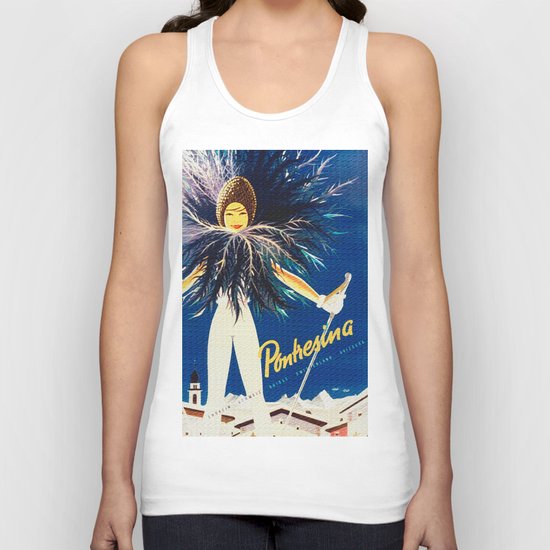 Vintage Travel Pontresina Switzerland Unisex Tank Top
