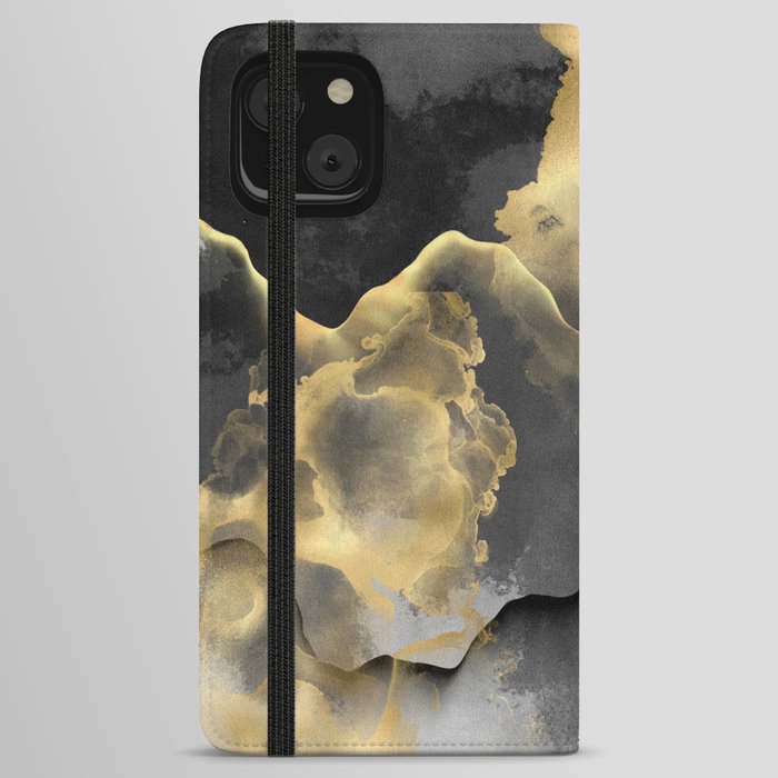 Abstract Marble Texture, Black and Gold, Modern Art Prints iPhone Wallet Case
