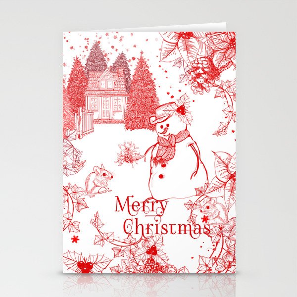Snowman's Christmas Cottage  Stationery Cards