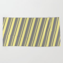 [ Thumbnail: Tan and Gray Colored Lines Pattern Beach Towel ]
