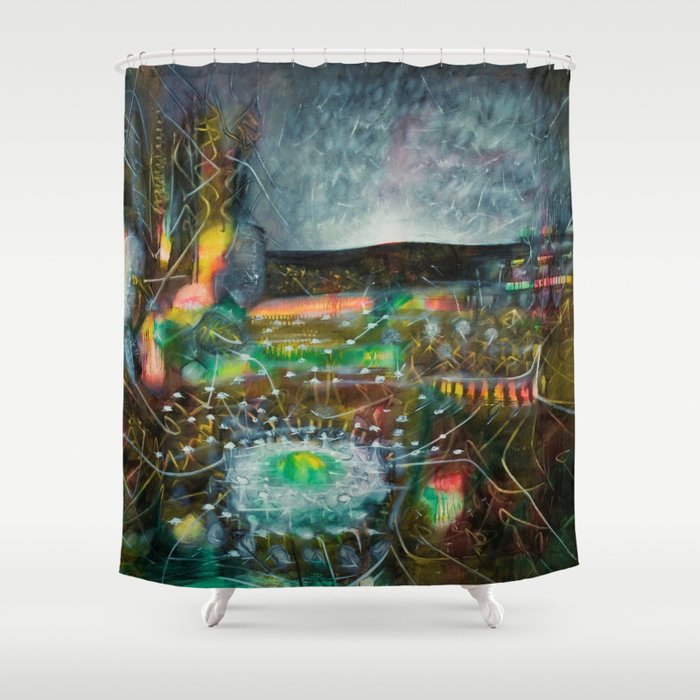 To Cover the Earth with a New Dew, Northern Lights fantastical landscape painting by Robert Matta Shower Curtain