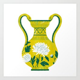 Snake & Chrysanthemum Vase Art Print