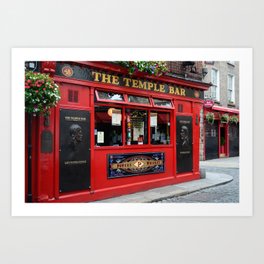 Red Temple Bar pub in Dublin Art Print