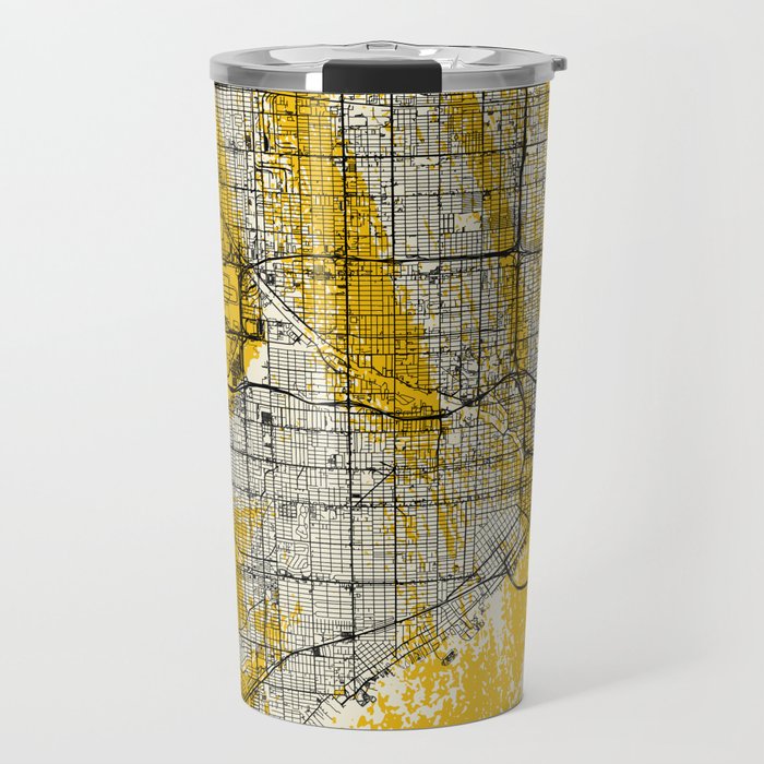 Miami Artistic Map - Yellow Collage Travel Mug