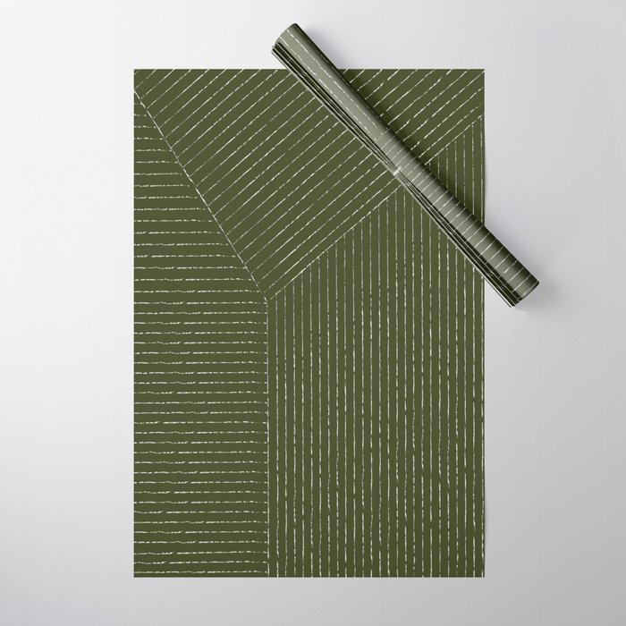 Lines (Olive Green) Wrapping Paper