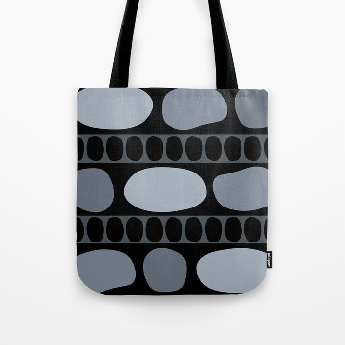 Tribal Art Rock Pattern Black Slate Gray Tote Bag