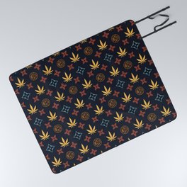 Marijuana CBD tile pattern. Digital Illustration background Picnic Blanket