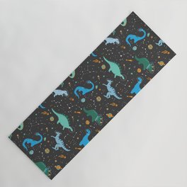 Dinosaurs in Space in Blue Yoga Mat