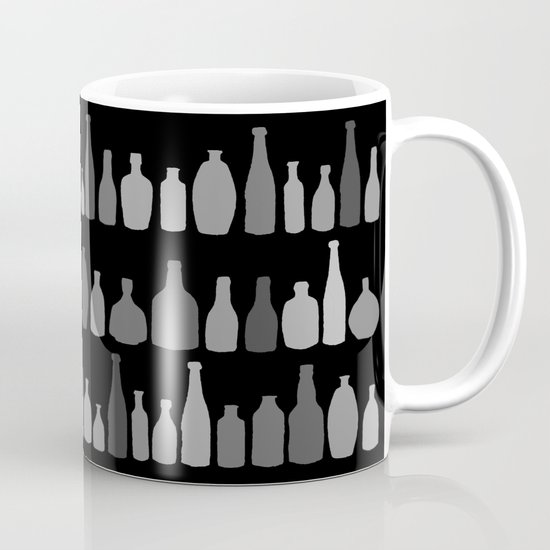Bottles Black and White on Black Mug