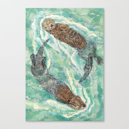 Two Otters Canvas Print
