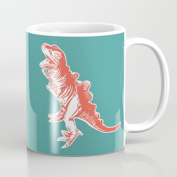 Dino Pop Art - T-Rex - Teal & Dark Orange Coffee Mug