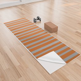 [ Thumbnail: Dark Grey & Chocolate Colored Lines/Stripes Pattern Yoga Towel ]