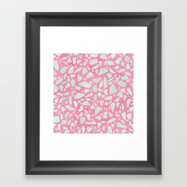 Pink terrazzo flooring seamless pattern with colorful marble rocks Framed Art Print