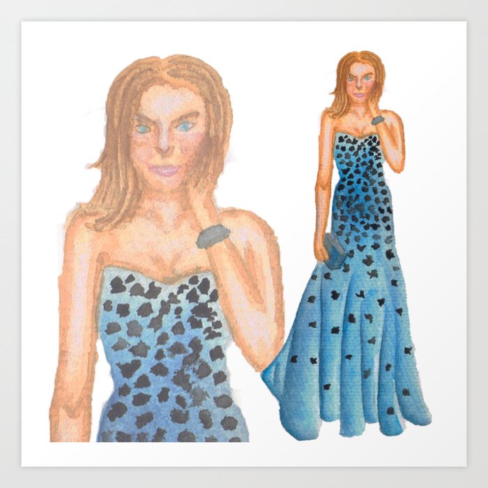 Karlie in Strapless Blue Mermaid Gown Art Print