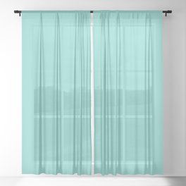 Tiffany Blue Green Solid Color Popular Hues Patternless Shades of Blue Collection - Hex #81D8D0 Sheer Curtain