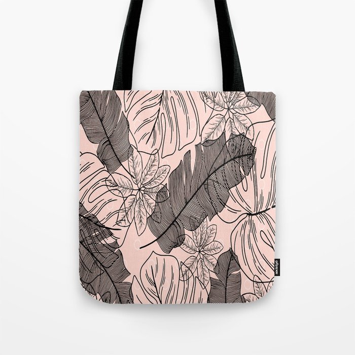 Palm Leaves Tropical Beach Pink Pattern Tote Bag