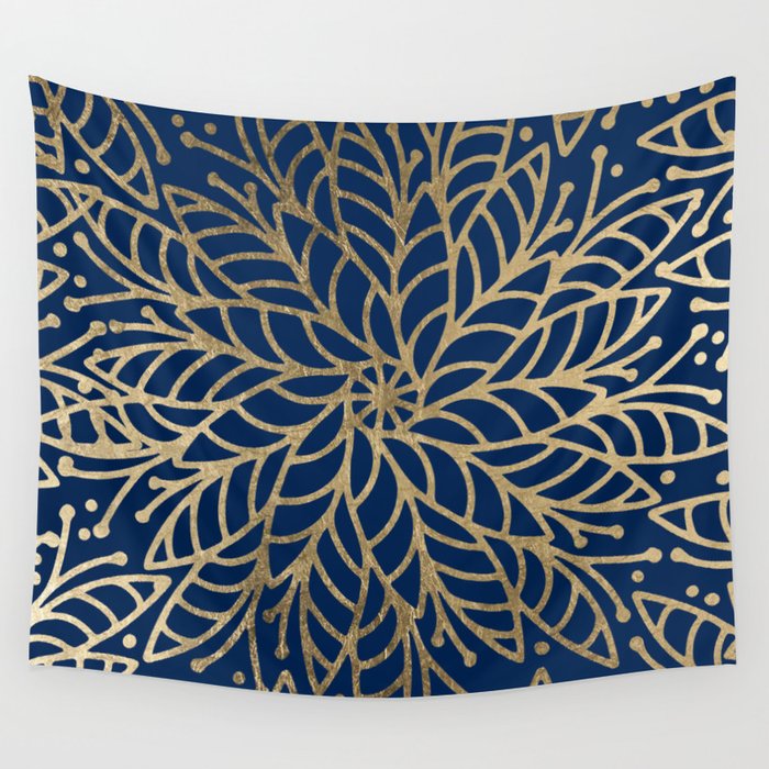 Navy blue and shop gold tapestry