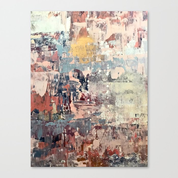 Mirage [1]: a vibrant abstract piece in pinks blues and gold by Alyssa Hamilton Art Canvas Print