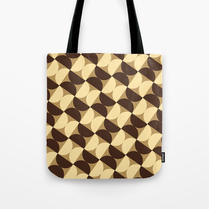 Mid Century Brown And Beige Geometric Pattern Retro Pattern Vintage Abstract Pattern Tote Bag