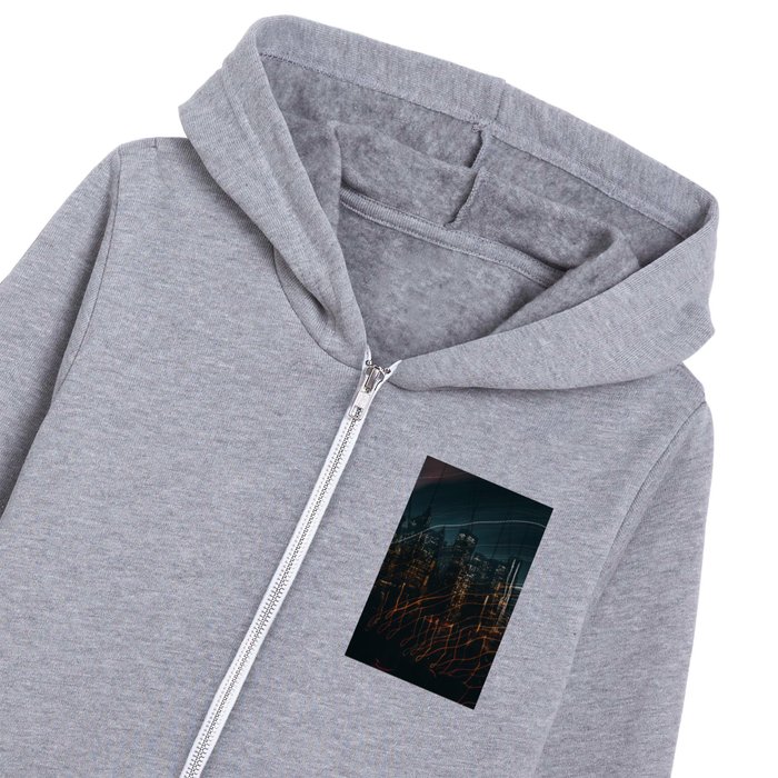 New York City Manhattan skyline from the Brooklyn Bridge at night Kids Zip Hoodie