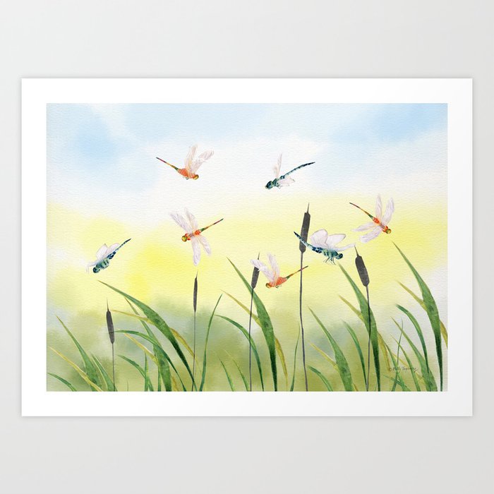 Dragonfly Party  Art Print