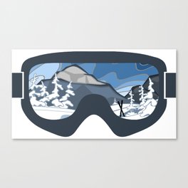 Darkening Winter Skies Goggles | Ski Landscape in a Goggle Frame | DopeyArt Canvas Print