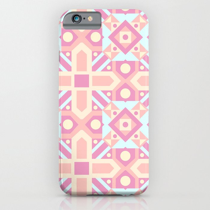 Pink teal yellow ethnic moroccan motif pattern iPhone Case