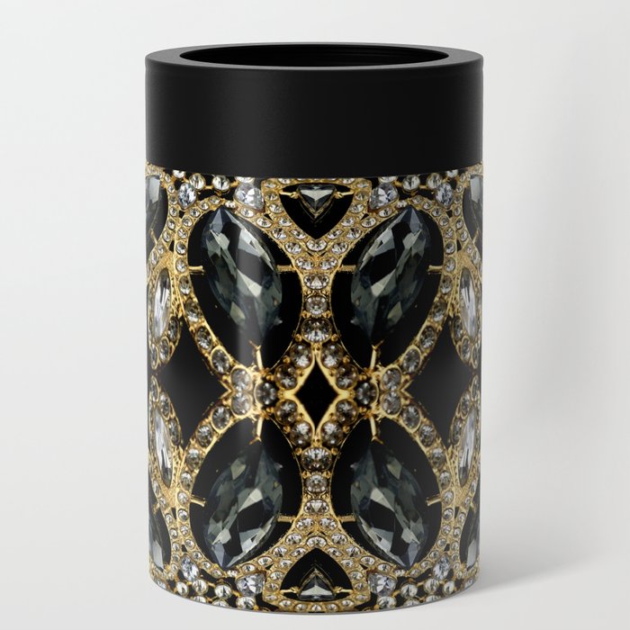  art deco jewelry bohemian champagne gold black rhinestone Can Cooler