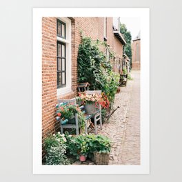Cozy street in Elburg full of flowers | The Netherlands | Street & Travel Photography | Fine Art Photo Print Art Print